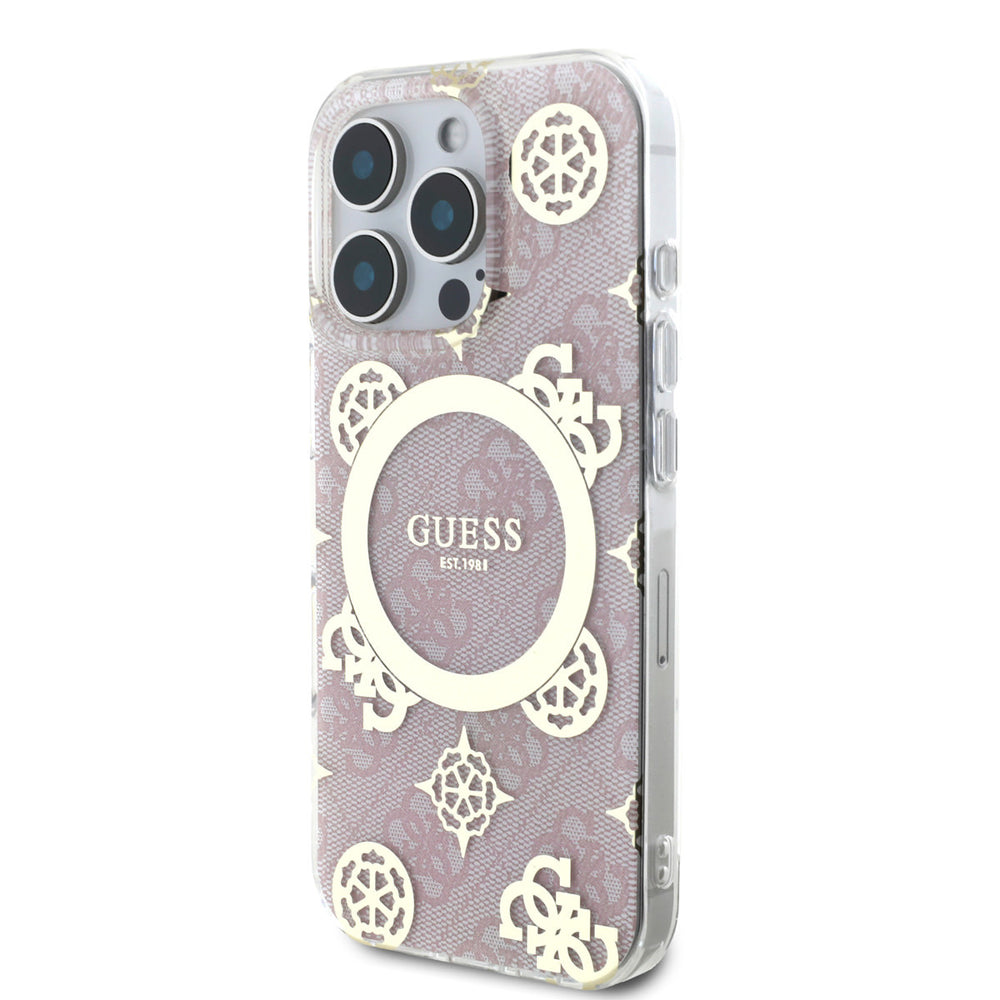 Guess iPhone 16 Pro Max Backcover hoesje - Magsafe IML - 4G Peony - Roze-Hoesjes-Ilumina Benelux