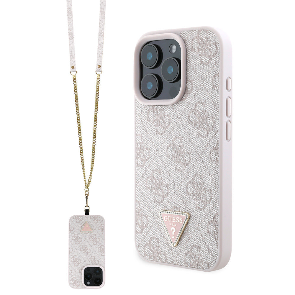 Guess iPhone 16 Pro Max Backcover hoesje Magsafe IML crossbody cord - Roze-Hoesjes-Ilumina Benelux
