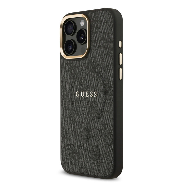 Guess iPhone 16 Pro Max Backcover hoesje - Magsafe PU Leather - 4G Classic Logo - Zwart-Hoesjes-Ilumina Benelux