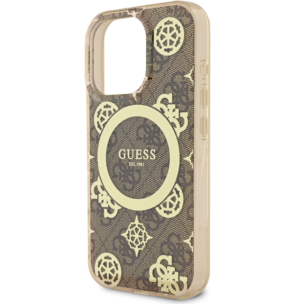 Guess iPhone 16 Pro Max Backcover hoesje - Magsafe - Peony 4G - Bruin-Hoesjes-Ilumina Benelux