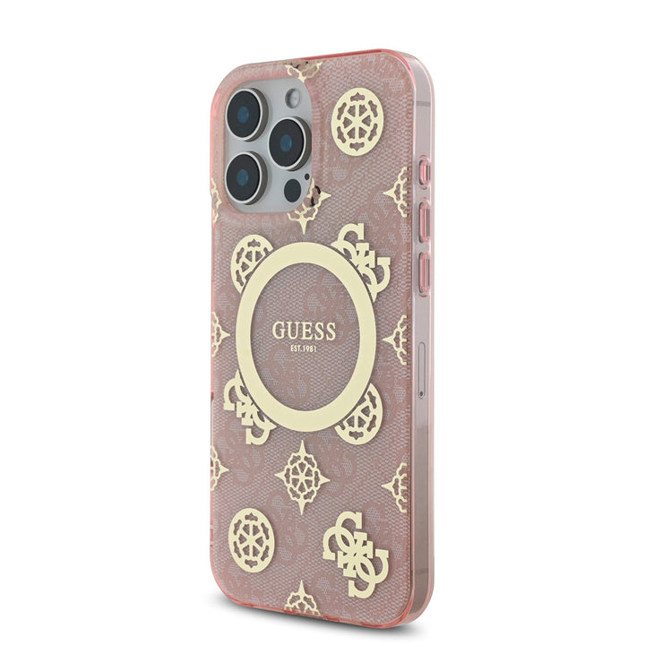 Guess iPhone 16 Pro Max Backcover hoesje - Magsafe - Peony 4G - Roze-Hoesjes-Ilumina Benelux