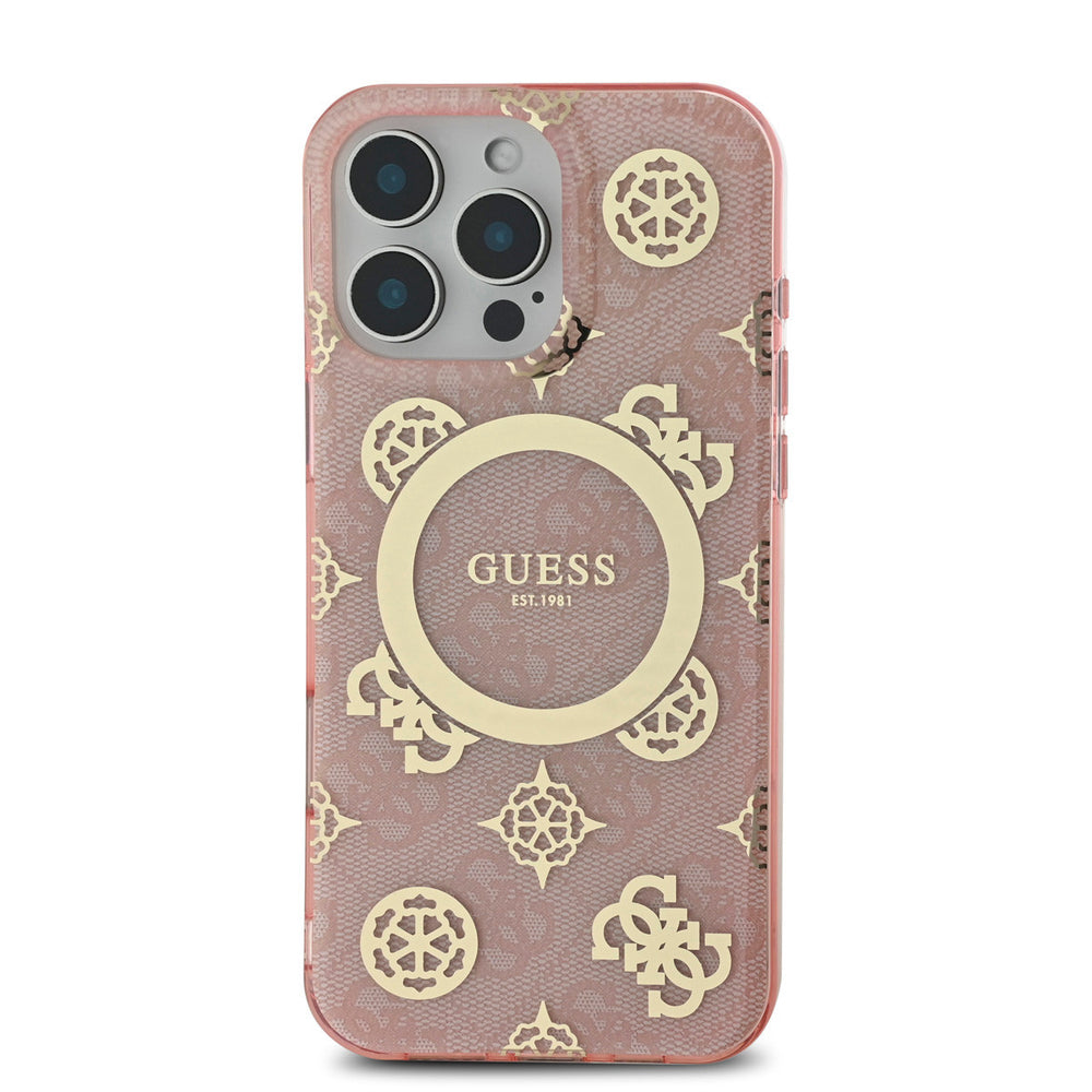 Guess iPhone 16 Pro Max Backcover hoesje - Magsafe - Peony 4G - Roze-Hoesjes-Ilumina Benelux