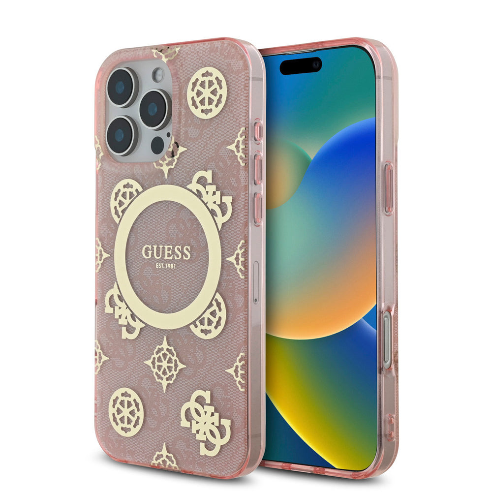 Guess iPhone 16 Pro Max Backcover hoesje - Magsafe - Peony 4G - Roze-Hoesjes-Ilumina Benelux