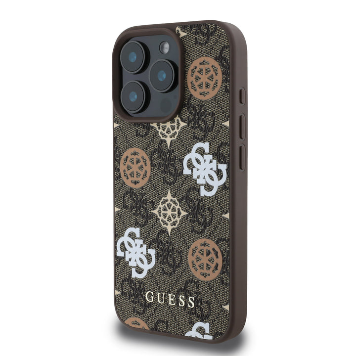 Guess iPhone 16 Pro Max Backcover hoesje Magsafe - Peony on 4G - Bruin-Hoesjes-Ilumina Benelux