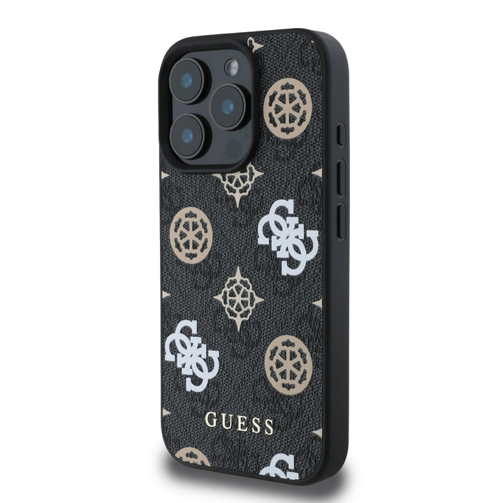 Guess iPhone 16 Pro Max Backcover hoesje Magsafe - Peony on 4G - Zwart-Hoesjes-Ilumina Benelux