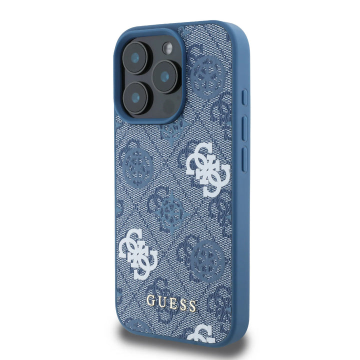 Guess iPhone 16 Pro Max Backcover hoesje - PU Leather - 4G Peony - Blauw-Hoesjes-Ilumina Benelux