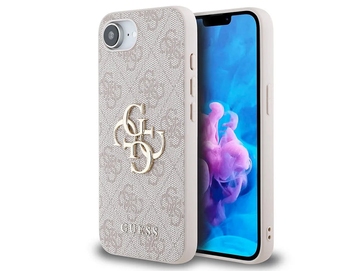 Guess iPhone 16e & 17e Backcover hoesje - 4G - Big Metal Logo - Roze-Hoesjes-Ilumina Benelux