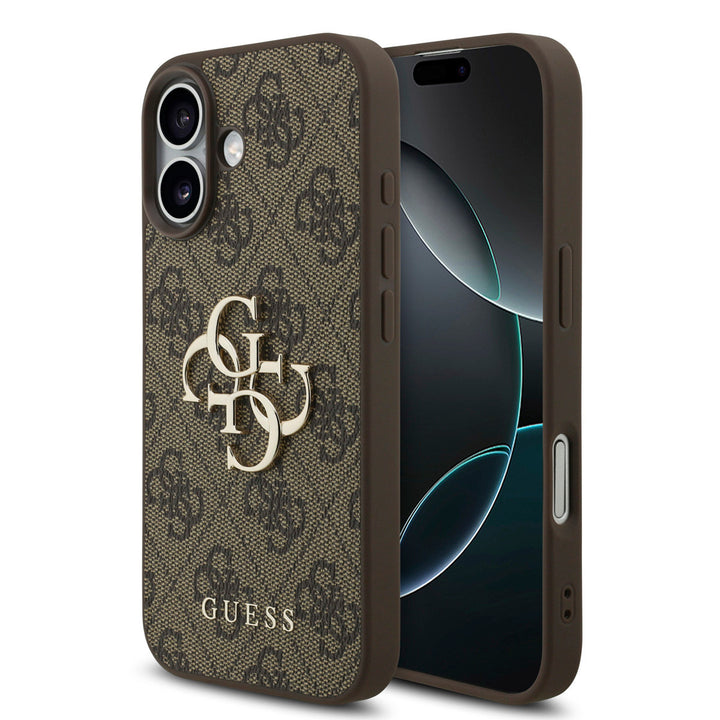 Guess iPhone 17 Backcover hoesje - 4G - Big Metal Logo - Bruin-Hoesjes-Ilumina Benelux