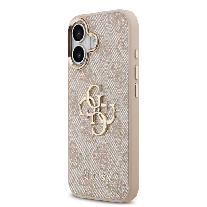 Guess iPhone 17 Backcover hoesje - 4G - Big Metal Logo - Gold Edge - Roze-Hoesjes-Ilumina Benelux