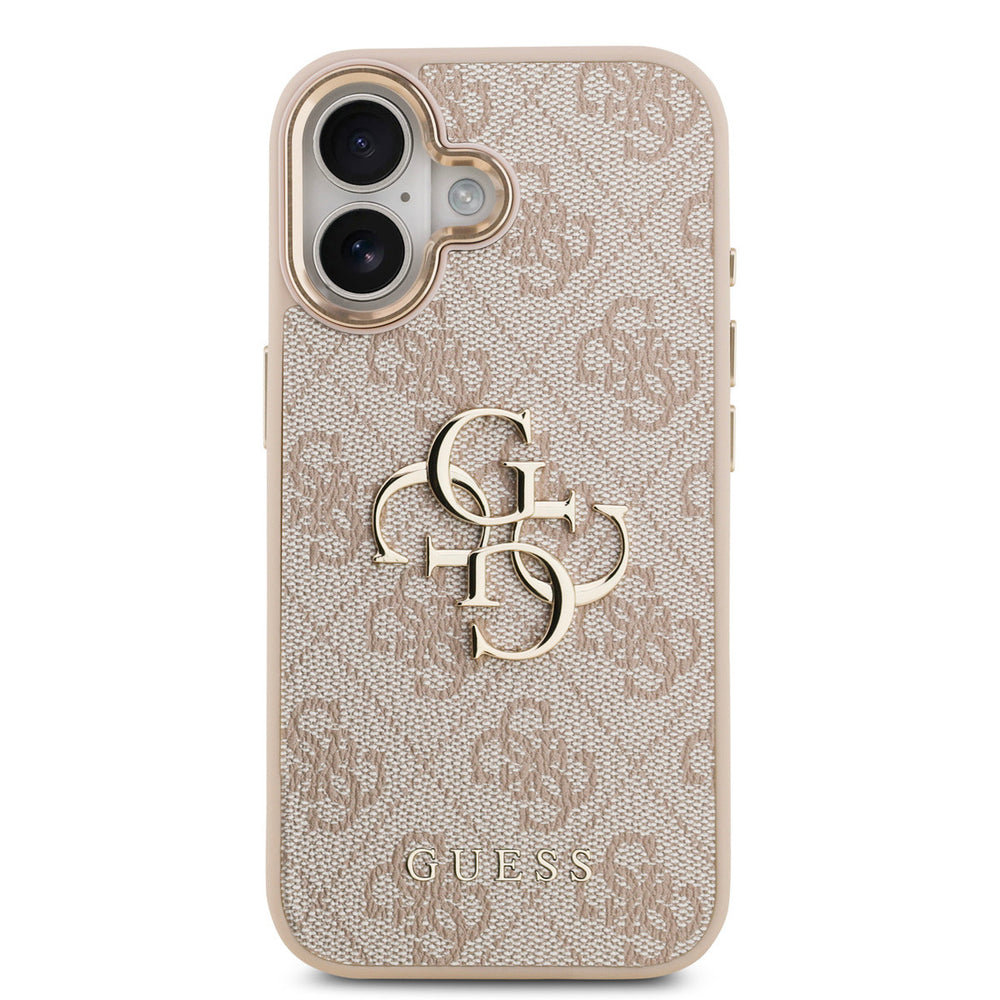 Guess iPhone 17 Backcover hoesje - 4G - Big Metal Logo - Gold Edge - Roze-Hoesjes-Ilumina Benelux