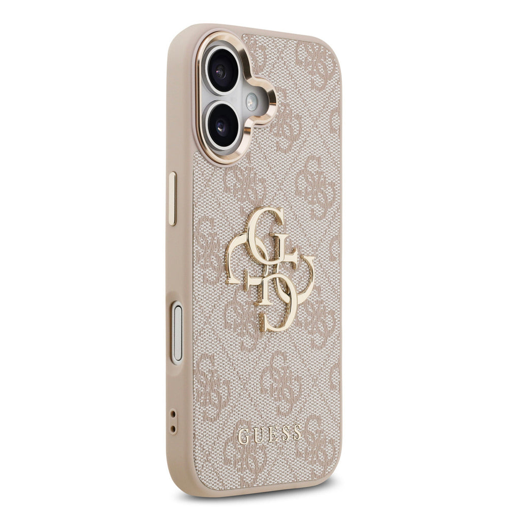 Guess iPhone 17 Backcover hoesje - 4G - Big Metal Logo - Gold Edge - Roze-Hoesjes-Ilumina Benelux