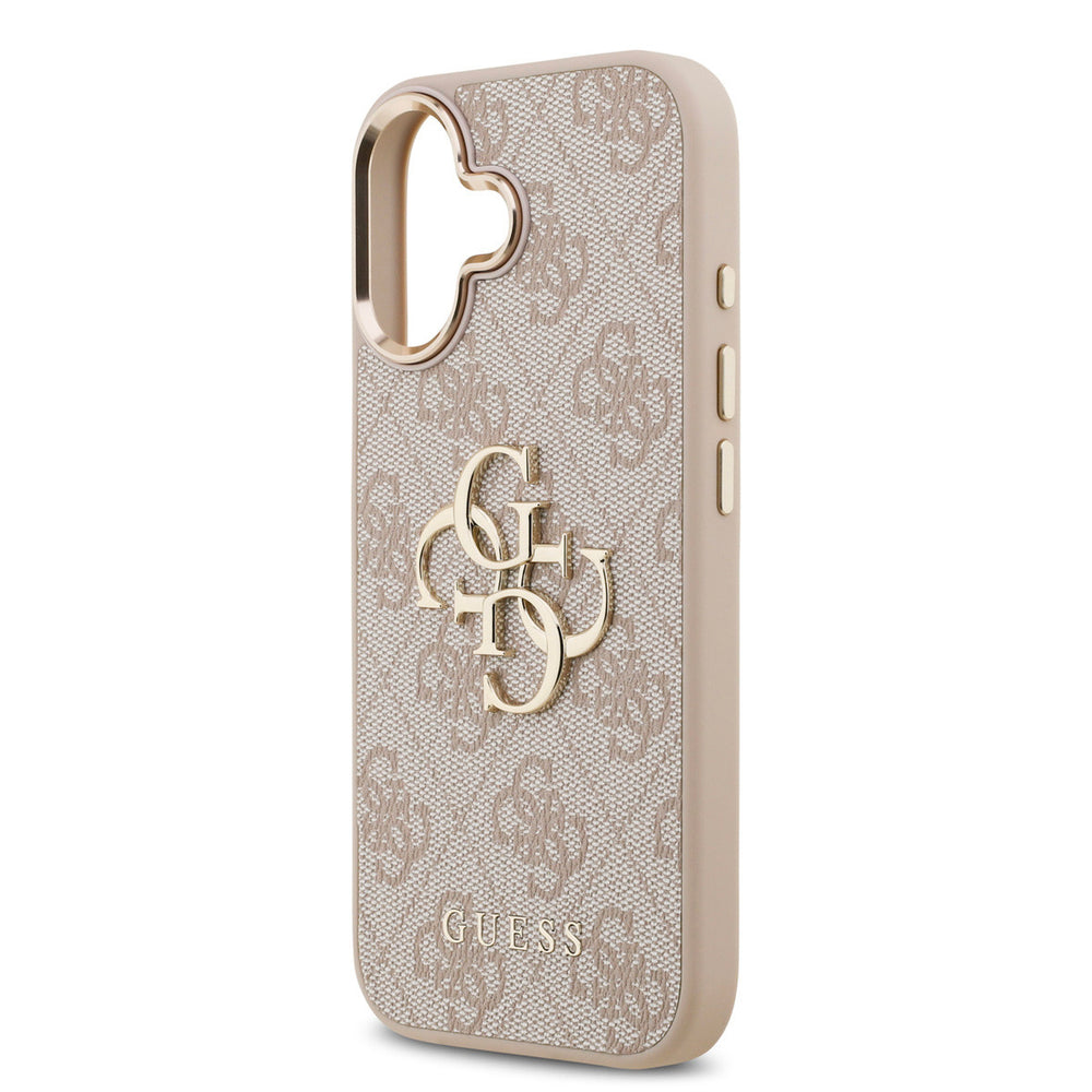 Guess iPhone 17 Backcover hoesje - 4G - Big Metal Logo - Gold Edge - Roze-Hoesjes-Ilumina Benelux