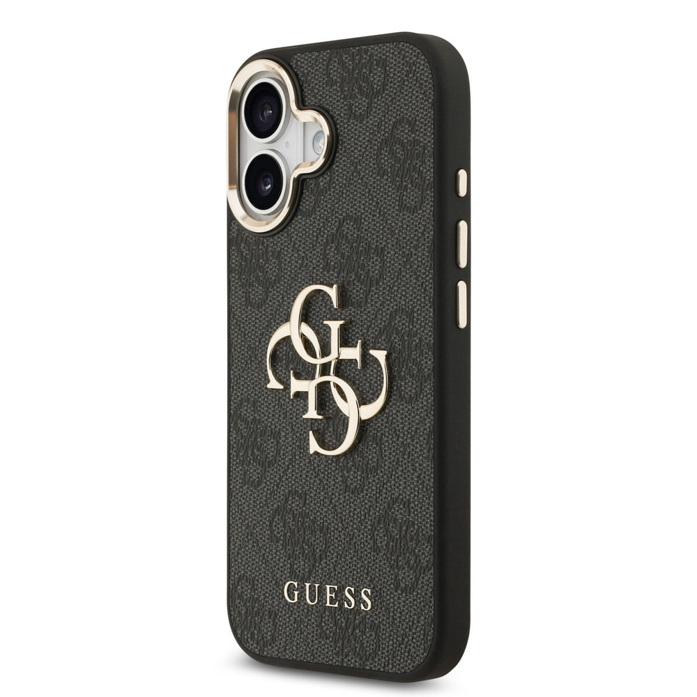 Guess iPhone 17 Backcover hoesje - 4G - Big Metal Logo - Gold Edge - Zwart-Hoesjes-Ilumina Benelux