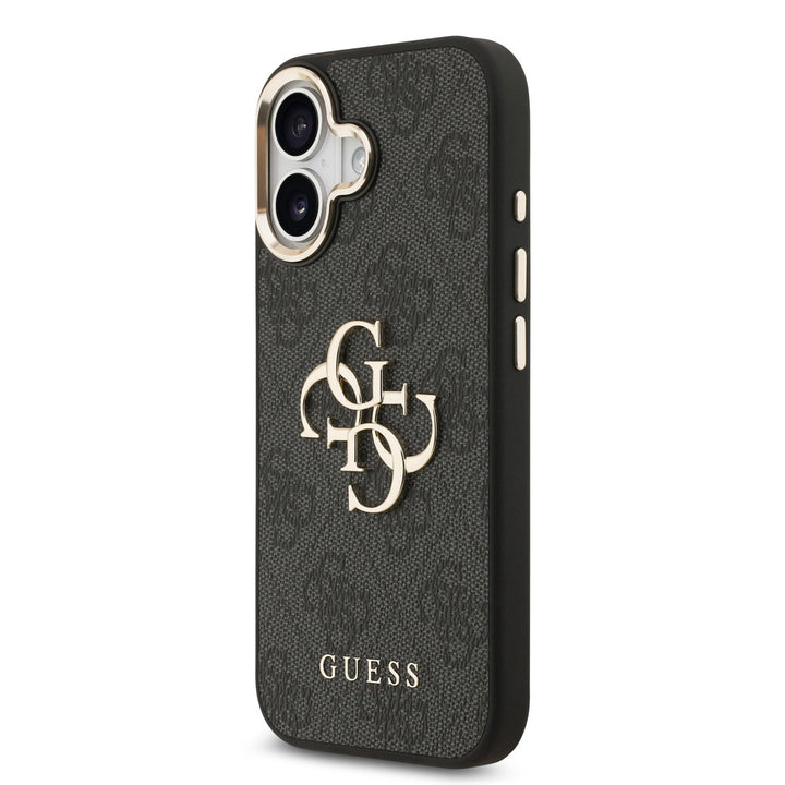 Guess iPhone 17 Backcover hoesje - 4G - Big Metal Logo - Gold Edge - Zwart-Hoesjes-Ilumina Benelux