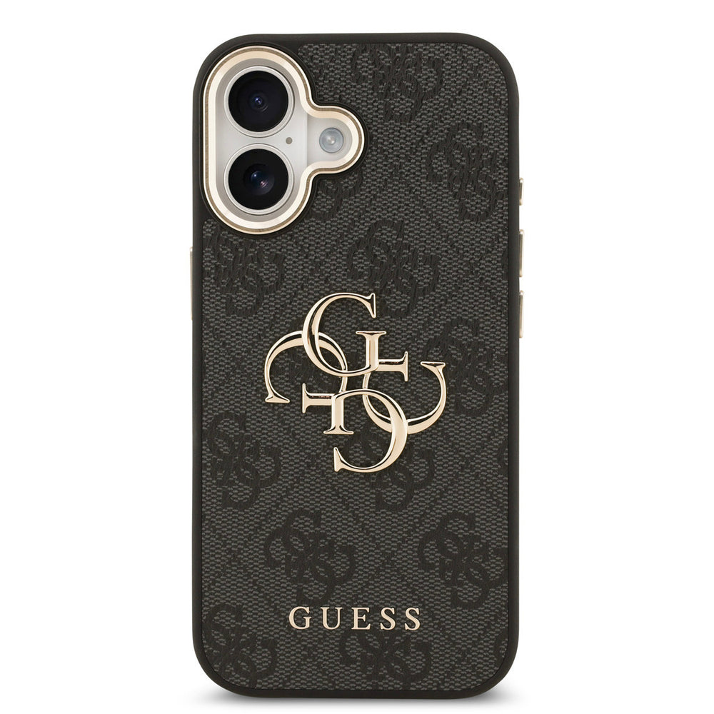 Guess iPhone 17 Backcover hoesje - 4G - Big Metal Logo - Gold Edge - Zwart-Hoesjes-Ilumina Benelux