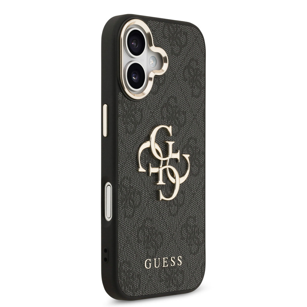 Guess iPhone 17 Backcover hoesje - 4G - Big Metal Logo - Gold Edge - Zwart-Hoesjes-Ilumina Benelux