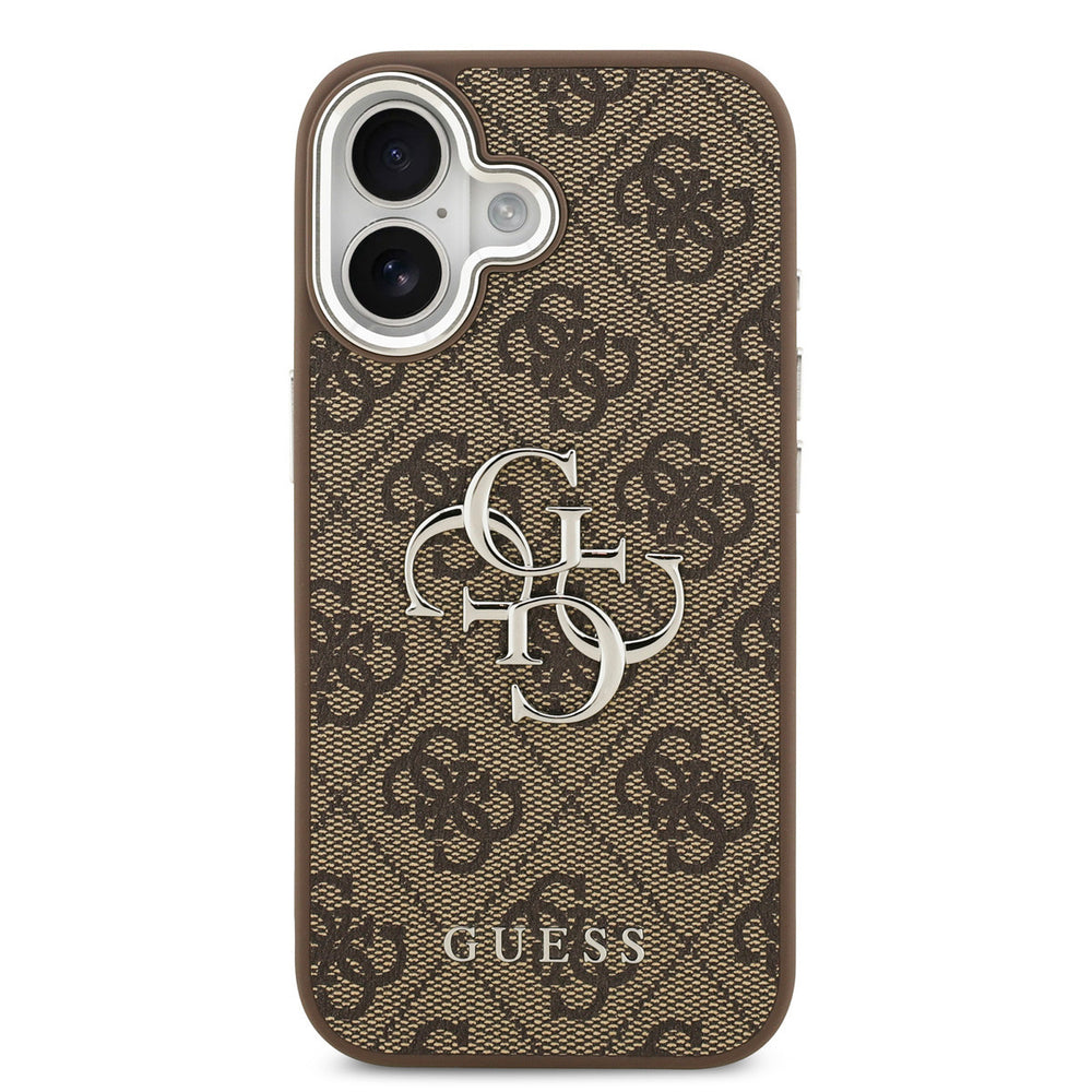 Guess iPhone 17 Backcover hoesje - 4G - Big Metal Logo - Silver Edge - Bruin-Hoesjes-Ilumina Benelux