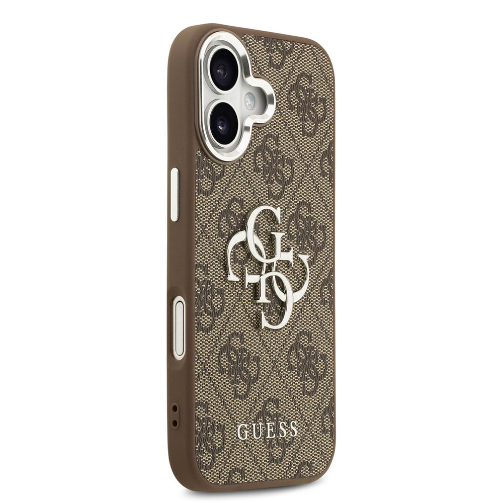 Guess iPhone 17 Backcover hoesje - 4G - Big Metal Logo - Silver Edge - Bruin-Hoesjes-Ilumina Benelux
