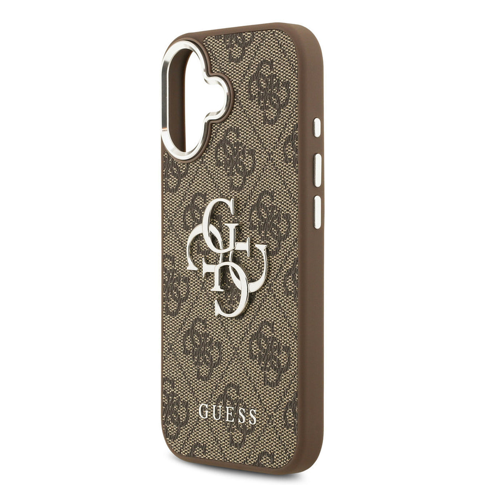 Guess iPhone 17 Backcover hoesje - 4G - Big Metal Logo - Silver Edge - Bruin-Hoesjes-Ilumina Benelux