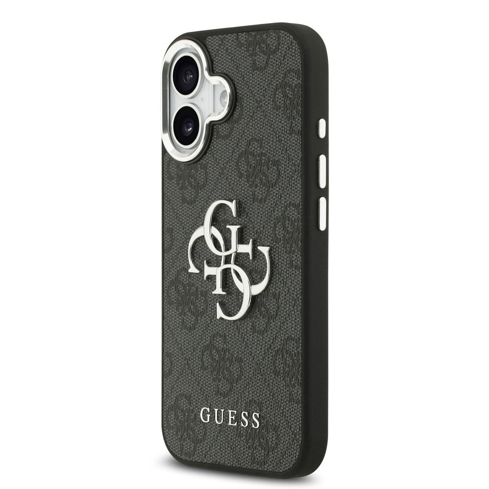 Guess iPhone 17 Backcover hoesje - 4G - Big Metal Logo - Silver Edge - Zwart-Hoesjes-Ilumina Benelux
