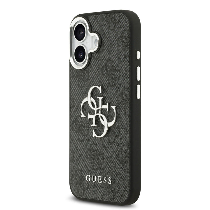 Guess iPhone 17 Backcover hoesje - 4G - Big Metal Logo - Silver Edge - Zwart-Hoesjes-Ilumina Benelux
