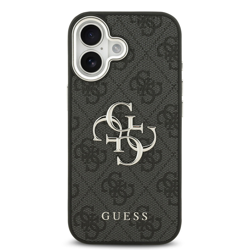 Guess iPhone 17 Backcover hoesje - 4G - Big Metal Logo - Silver Edge - Zwart-Hoesjes-Ilumina Benelux