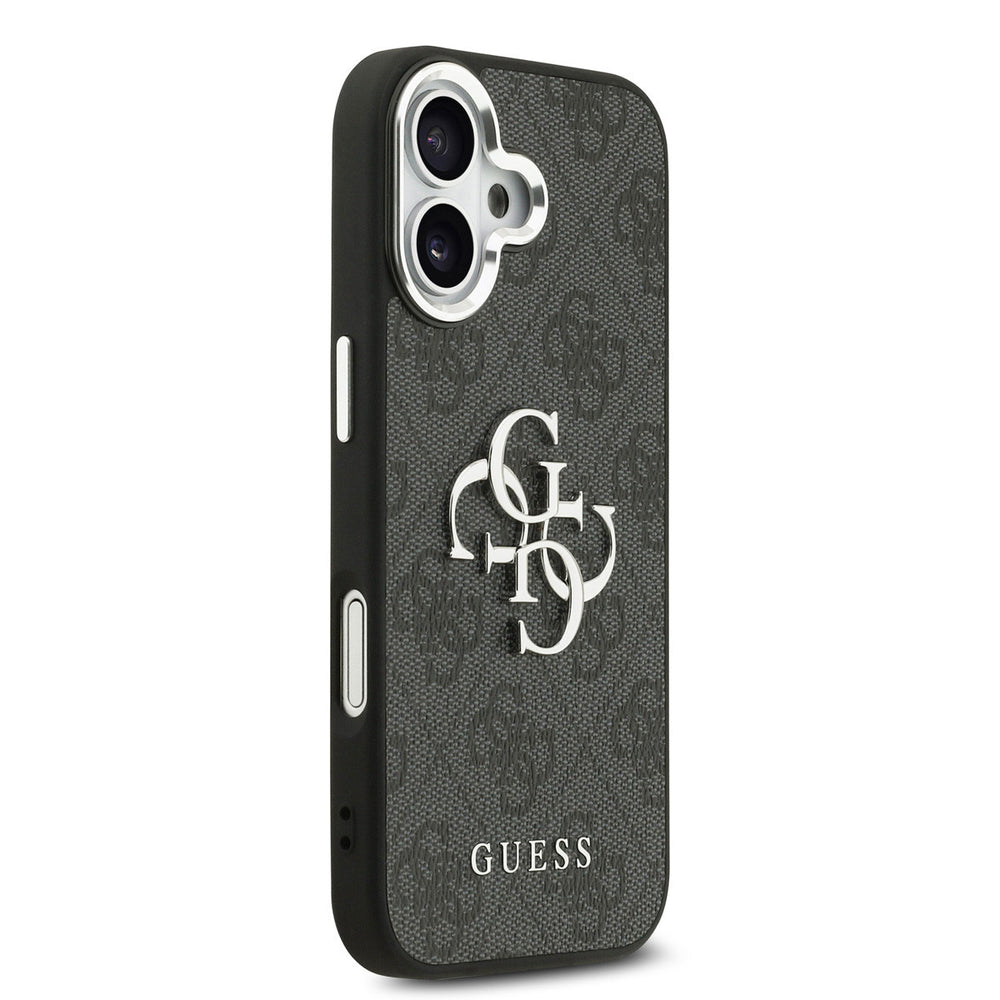 Guess iPhone 17 Backcover hoesje - 4G - Big Metal Logo - Silver Edge - Zwart-Hoesjes-Ilumina Benelux