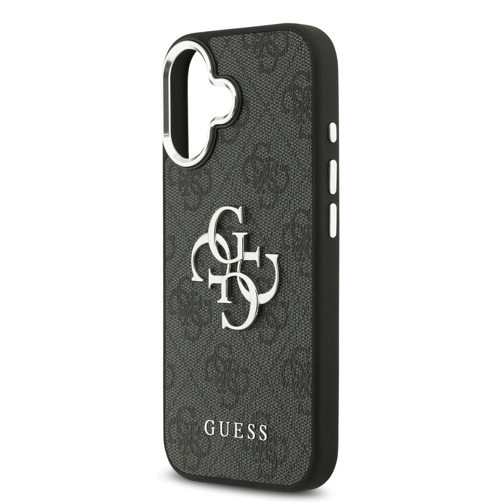 Guess iPhone 17 Backcover hoesje - 4G - Big Metal Logo - Silver Edge - Zwart-Hoesjes-Ilumina Benelux