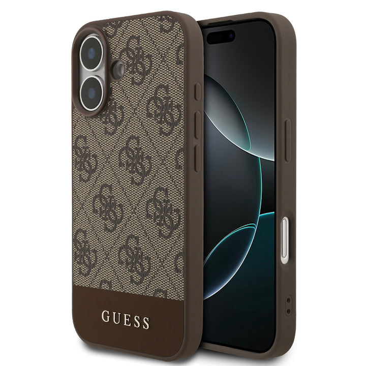 Guess iPhone 17 Backcover hoesje - 4G Bottom Stripe - Bruin-Hoesjes-Ilumina Benelux