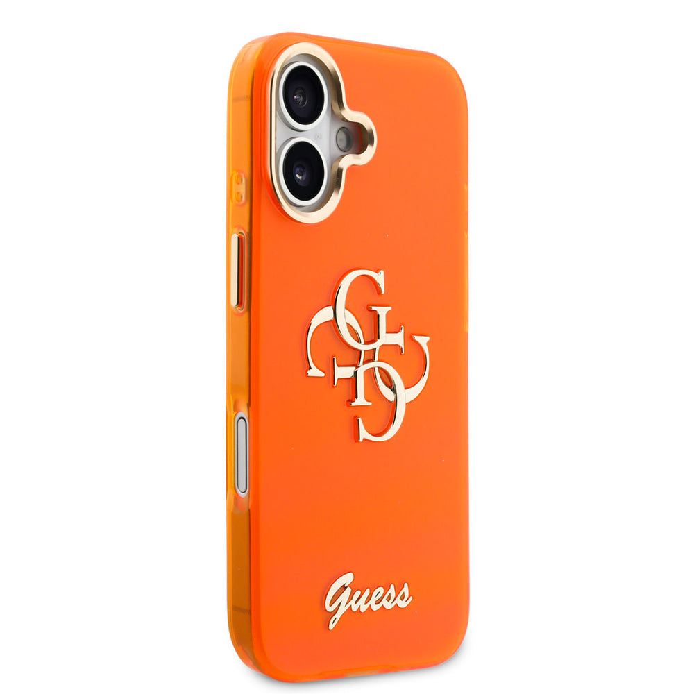 Guess iPhone 17 Backcover hoesje - 4G Script Metal Logo - Silver Edge - Oranje-Hoesjes-Ilumina Benelux