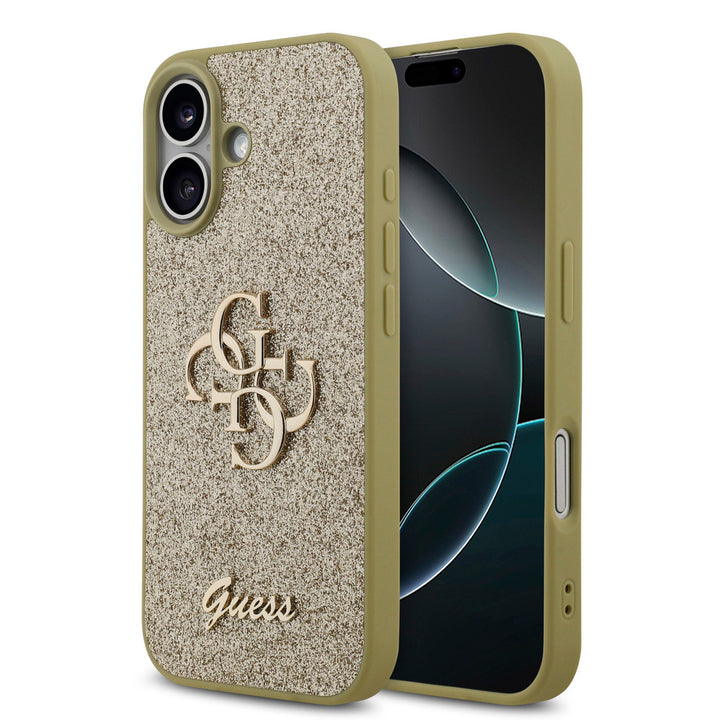 Guess iPhone 17 Backcover hoesje - Big 4G - Fixed Glitter - Goud-Hoesjes-Ilumina Benelux