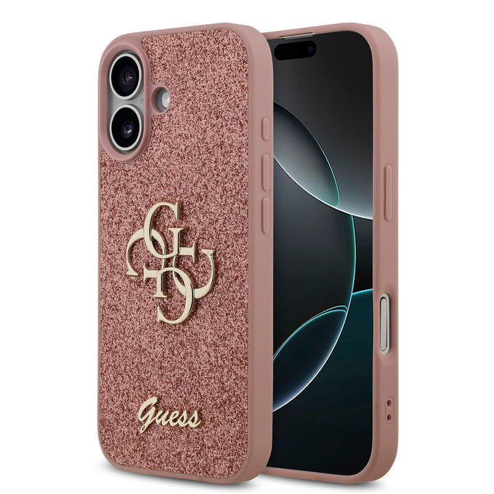Guess iPhone 17 Backcover hoesje - Big 4G - Fixed Glitter - Roze-Hoesjes-Ilumina Benelux