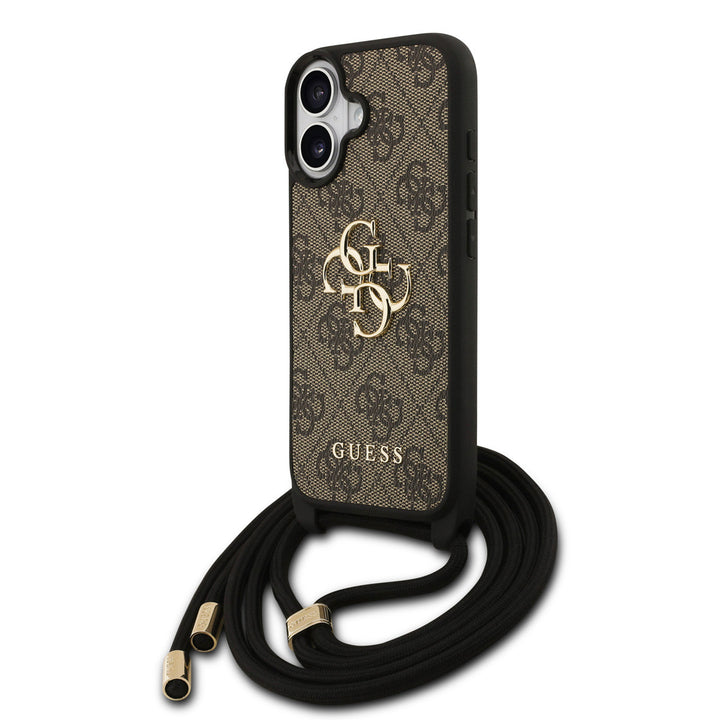 Guess iPhone 17 Backcover hoesje - Crossbody 4G Big Logo - Cord Strap - Bruin-Hoesjes-Ilumina Benelux