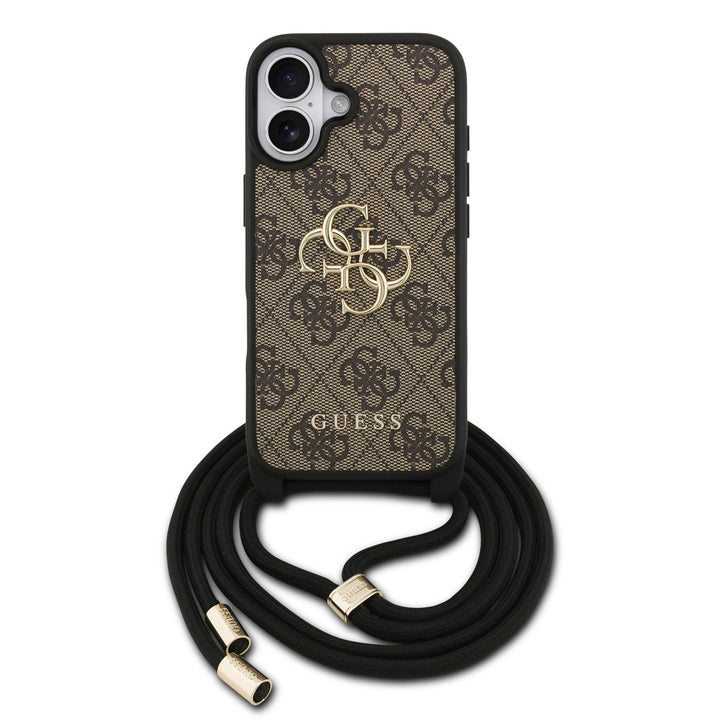 Guess iPhone 17 Backcover hoesje - Crossbody 4G Big Logo - Cord Strap - Bruin-Hoesjes-Ilumina Benelux
