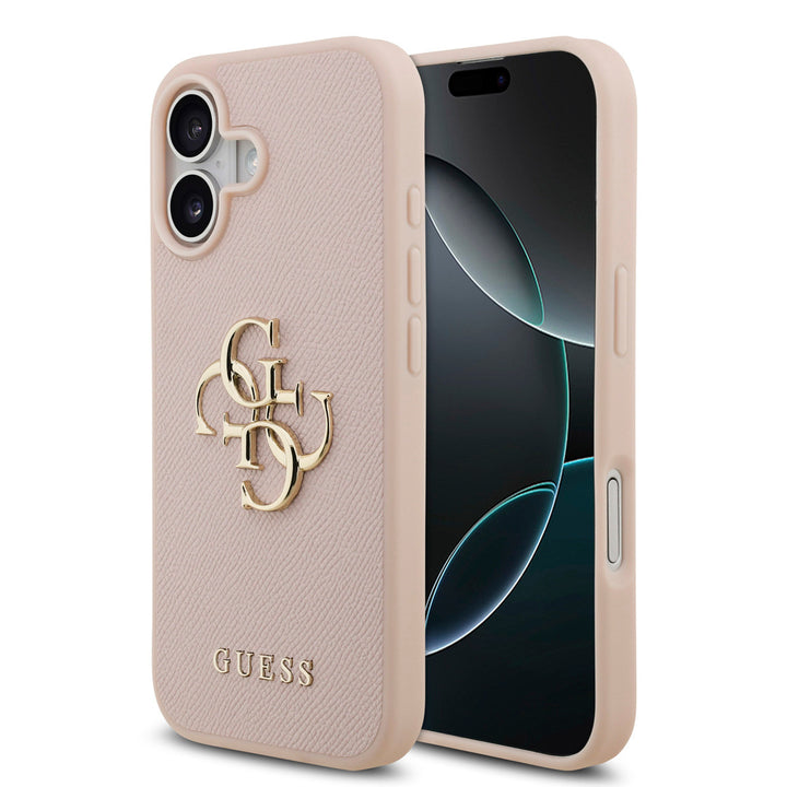 Guess iPhone 17 Backcover hoesje - Grained - Big 4G Logo - Roze-Hoesjes-Ilumina Benelux