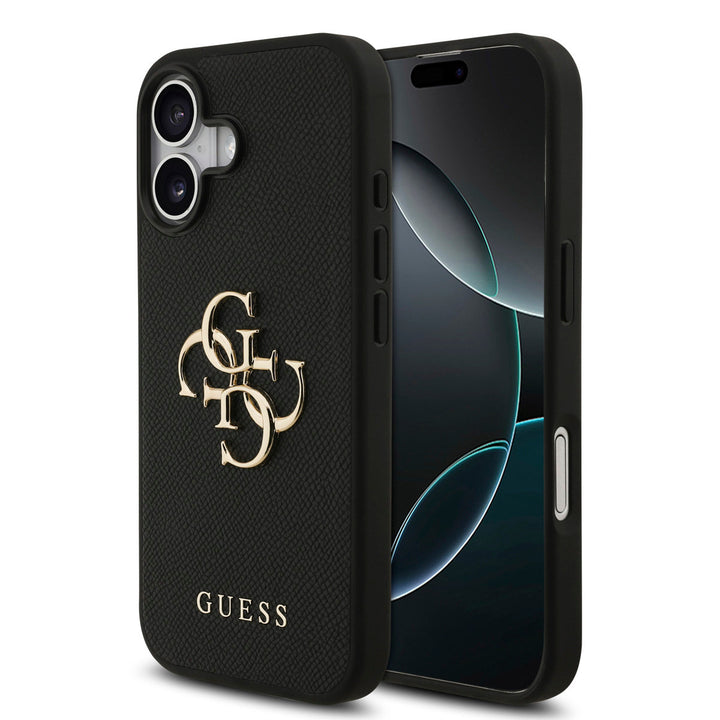 Guess iPhone 17 Backcover hoesje - Grained - Big 4G Logo - Zwart-Hoesjes-Ilumina Benelux