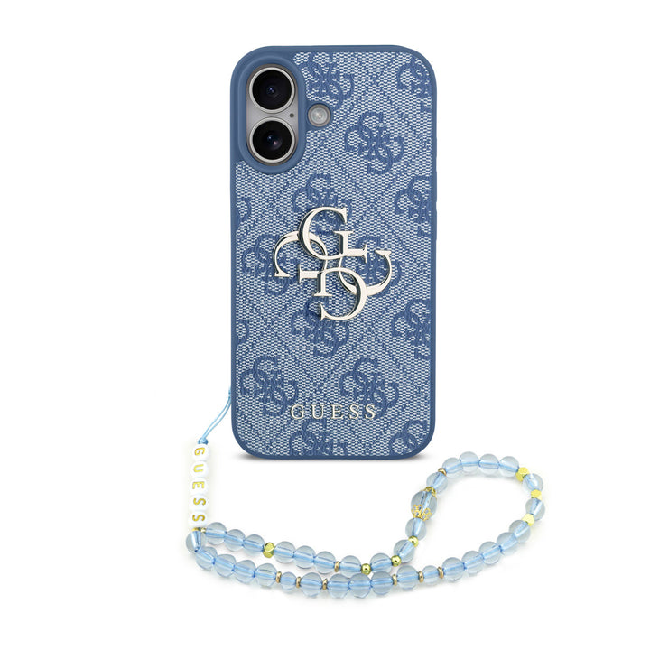 Guess iPhone 17 Backcover hoesje - MagSafe - 4G Classic Logo With Strap - Blauw-Hoesjes-Ilumina Benelux