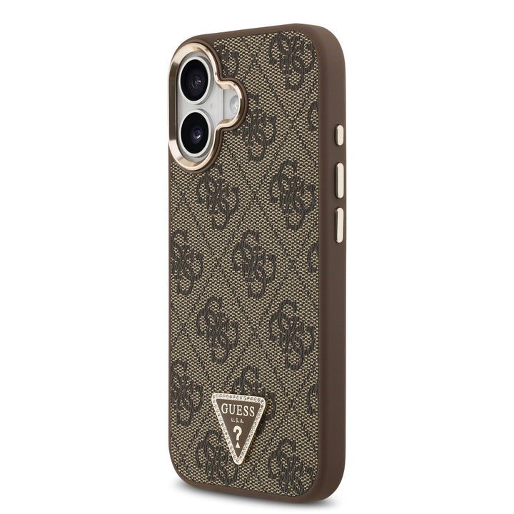 Guess iPhone 17 Backcover hoesje - MagSafe - 4G Triangle Logo - Gold Edge - Bruin-Hoesjes-Ilumina Benelux