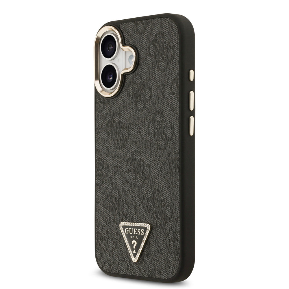 Guess iPhone 17 Backcover hoesje - MagSafe - 4G Triangle Logo - Gold Edge - Zwart-Hoesjes-Ilumina Benelux