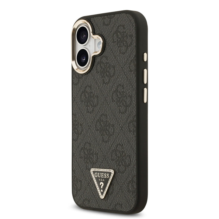 Guess iPhone 17 Backcover hoesje - MagSafe - 4G Triangle Logo - Gold Edge - Zwart-Hoesjes-Ilumina Benelux