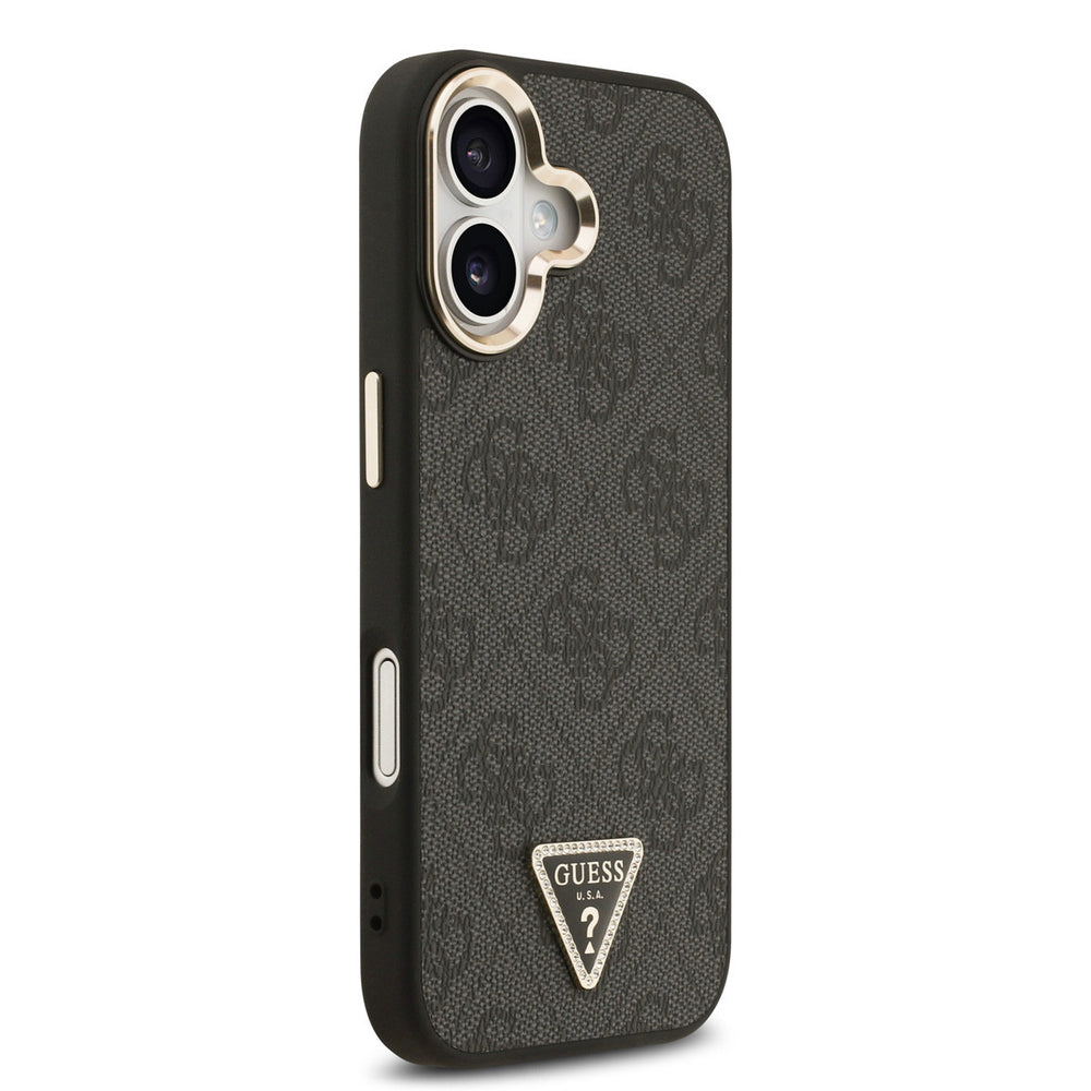 Guess iPhone 17 Backcover hoesje - MagSafe - 4G Triangle Logo - Gold Edge - Zwart-Hoesjes-Ilumina Benelux