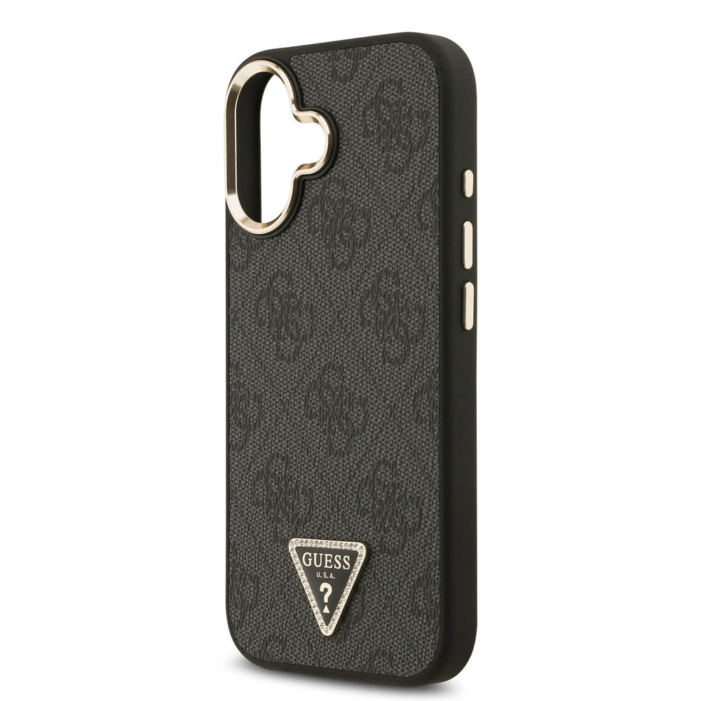 Guess iPhone 17 Backcover hoesje - MagSafe - 4G Triangle Logo - Gold Edge - Zwart-Hoesjes-Ilumina Benelux