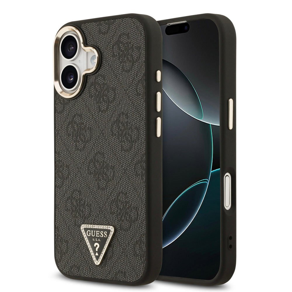 Guess iPhone 17 Backcover hoesje - MagSafe - 4G Triangle Logo - Gold Edge - Zwart-Hoesjes-Ilumina Benelux