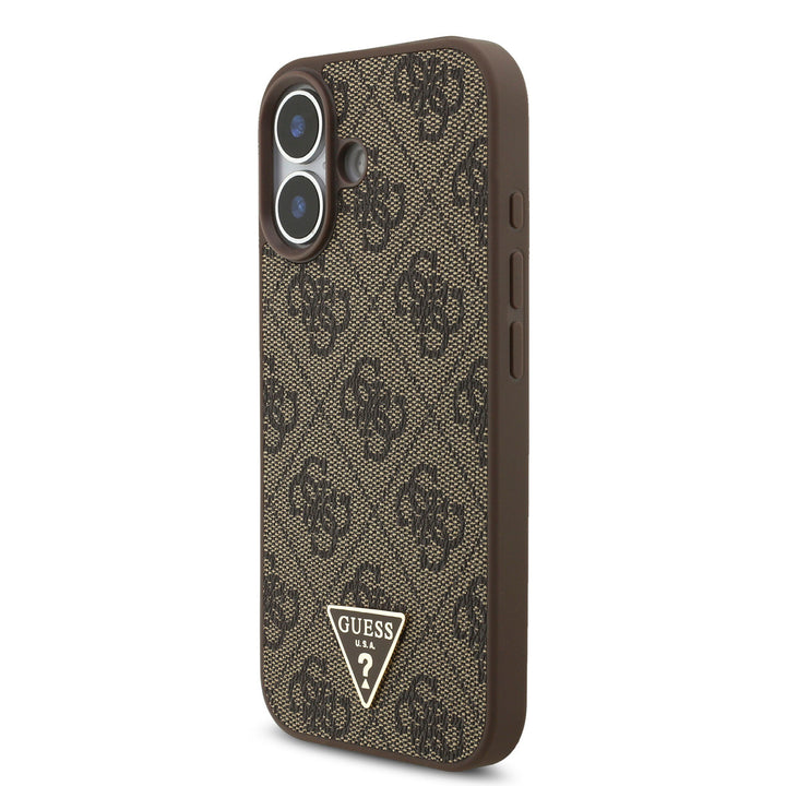 Guess iPhone 17 Backcover hoesje - MagSafe - 4G Triangle Logo - Pearl Strap - Bruin-Hoesjes-Ilumina Benelux