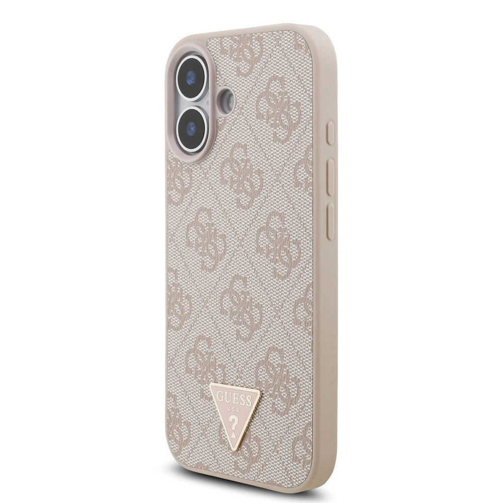 Guess iPhone 17 Backcover hoesje - MagSafe - 4G Triangle Logo - Pearl Strap - Roze-Hoesjes-Ilumina Benelux