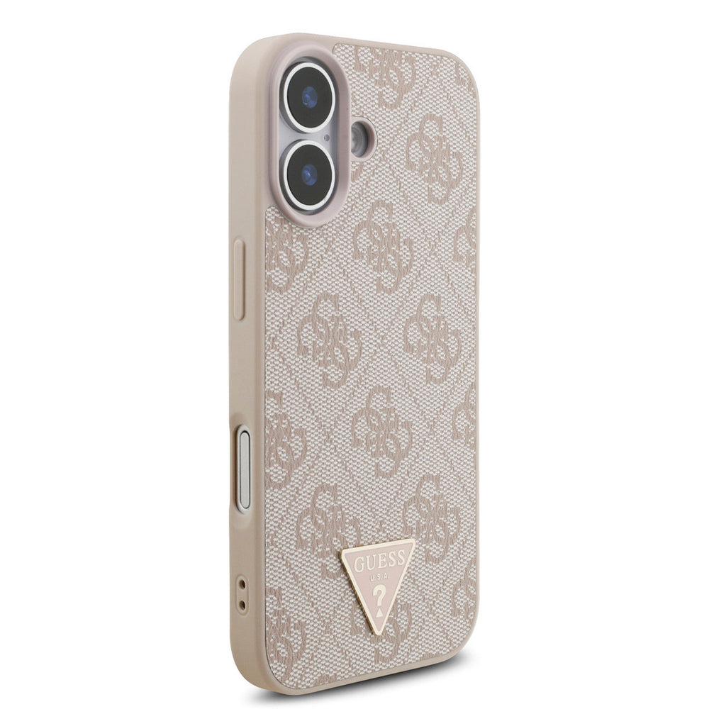 Guess iPhone 17 Backcover hoesje - MagSafe - 4G Triangle Logo - Pearl Strap - Roze-Hoesjes-Ilumina Benelux