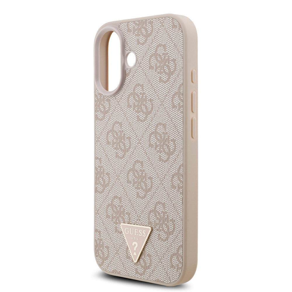 Guess iPhone 17 Backcover hoesje - MagSafe - 4G Triangle Logo - Pearl Strap - Roze-Hoesjes-Ilumina Benelux