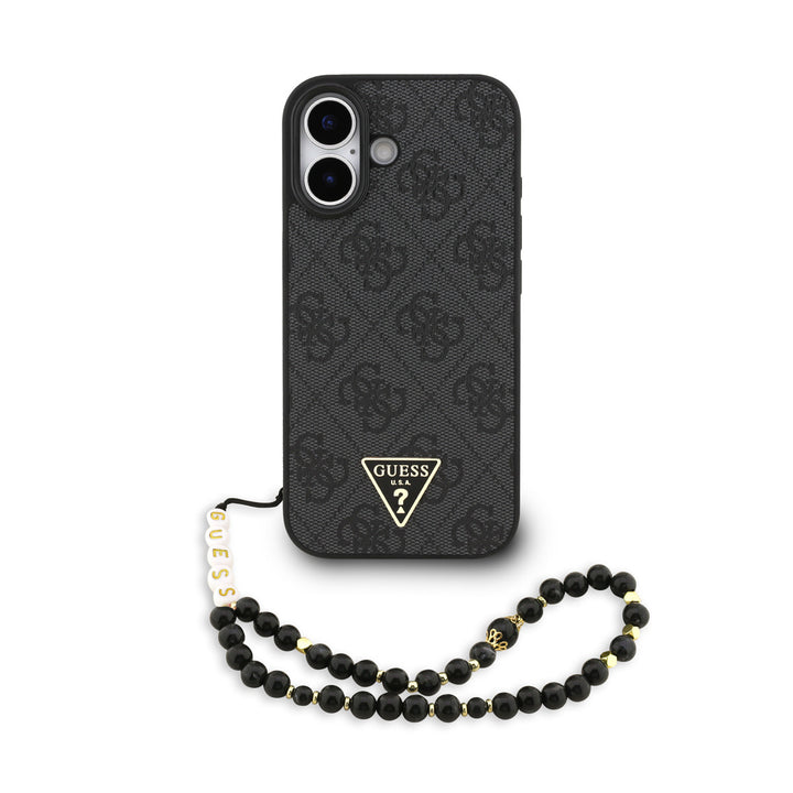 Guess iPhone 17 Backcover hoesje - MagSafe - 4G Triangle Logo - Pearl Strap - Zwart-Hoesjes-Ilumina Benelux