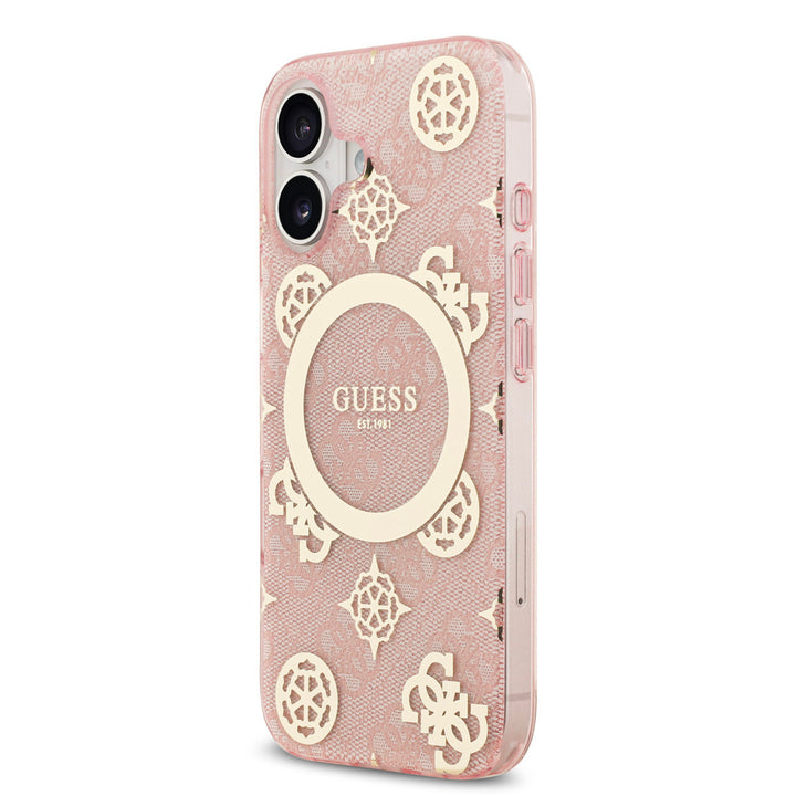 Guess iPhone 17 Backcover hoesje - MagSafe - Peony on 4G Background - Roze-Hoesjes-Ilumina Benelux