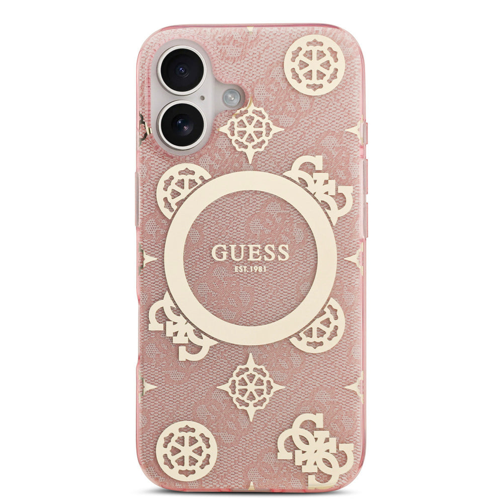 Guess iPhone 17 Backcover hoesje - MagSafe - Peony on 4G Background - Roze-Hoesjes-Ilumina Benelux